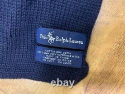 Vintage Rare Polo Ralph Lauren Teddy Bear Scarf, Navy, Large Logo