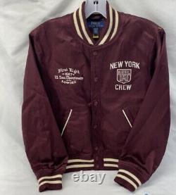 Vintage Style Youth Polo Ralph Lauren Red New York Embroidered Varsity Jacket M