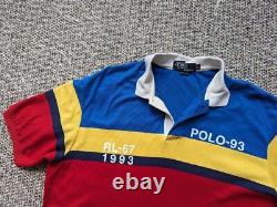 Vintage USA made 1993 striped POLO ralph lauren XL colorblock RL-67 shirt
