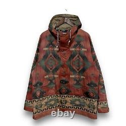 Vintage Y2K Polo Country Ralph Lauren Men's Aztec Hooded Windbreaker Rain Coat L