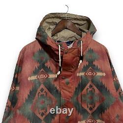 Vintage Y2K Polo Country Ralph Lauren Men's Aztec Hooded Windbreaker Rain Coat L