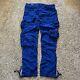 Vintage Y2k Polo Ralph Lauren Cargo Silk Linen Paratrooper Blue Pants 42x36