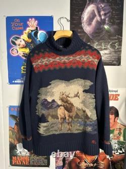 Vintage knit Polo Ralph Lauren Deer Turtleneck Sweater Outdoors