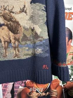 Vintage knit Polo Ralph Lauren Deer Turtleneck Sweater Outdoors