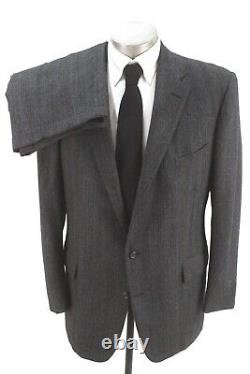 Vintage mens charcoal stripe POLO RALPH LAUREN 2pc Pant Suit tweed 44 46 L