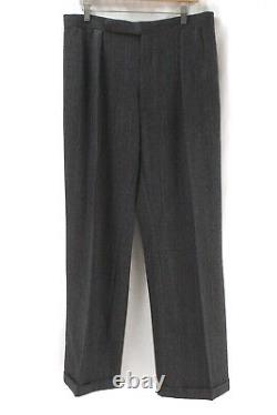 Vintage mens charcoal stripe POLO RALPH LAUREN 2pc Pant Suit tweed 44 46 L