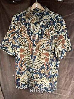 Vintage polo ralph lauren 100% Cotton short sleeve shirt large Rare Design