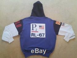 Vintage polo ralph lauren hooded hoody P2 sweatshirt Pwing Stadium 1992 crest