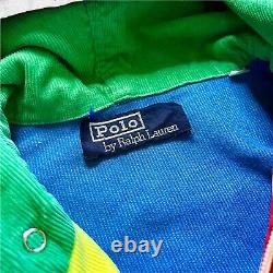 Vtg 80s 90s Polo Ralph Lauren BL Color Block Corduroy Jacket, Full Zip, Hoodie