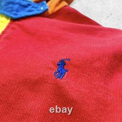 Vtg 80s 90s Polo Ralph Lauren BL Color Block Corduroy Jacket, Full Zip, Hoodie