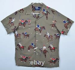 Vtg 80s Polo Ralph Lauren Men's Sz Medium Horses Polo Graphic Button-Front Shirt