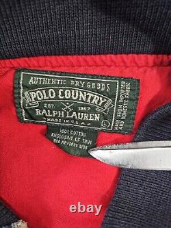 Vtg 80s Ralph Lauren Polo Country Denim Harrington Jean Lined Jacket L Full Zip