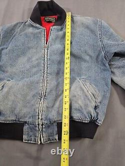 Vtg 80s Ralph Lauren Polo Country Denim Harrington Jean Lined Jacket L Full Zip