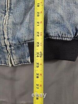 Vtg 80s Ralph Lauren Polo Country Denim Harrington Jean Lined Jacket L Full Zip