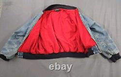 Vtg 80s Ralph Lauren Polo Country Denim Harrington Jean Lined Jacket L Full Zip