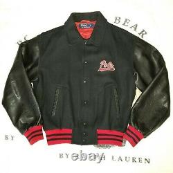 Vtg 90s Og Polo Ralph Lauren Wool Leather Varsity Basketball Jacket Sz L 1992