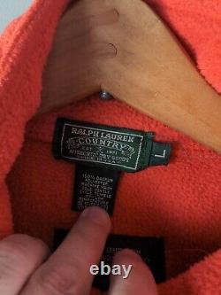 Vtg 90s POLO Ralph Lauren Sportsman Fleece L Sport Ski Bear Stadium USA 92 Crest