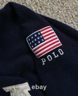 Vtg 90s POLO Ralph Lauren Superman USA Fleece Sport Ski Bear Stadium 93 Crest