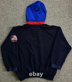 Vtg 90s POLO Ralph Lauren Superman USA Fleece Sport Ski Bear Stadium 93 Crest