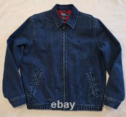 Vtg 90s Polo Ralph Lauren Denim Full Zip Lined Harrington Bomber Work Jacket! M
