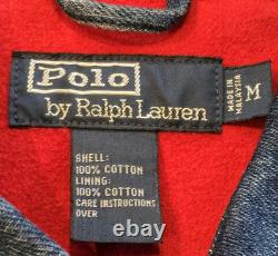 Vtg 90s Polo Ralph Lauren Denim Full Zip Lined Harrington Bomber Work Jacket! M