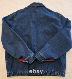 Vtg 90s Polo Ralph Lauren Denim Full Zip Lined Harrington Bomber Work Jacket! M