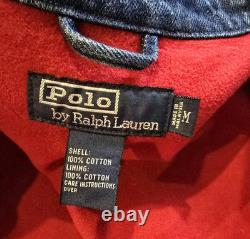 Vtg 90s Polo Ralph Lauren Denim Full Zip Lined Harrington Bomber Work Jacket! M