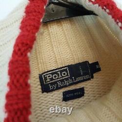 Vtg POLO RALPH LAUREN COOKIE PATCH Turtleneck Wool Sweater XL Color Block