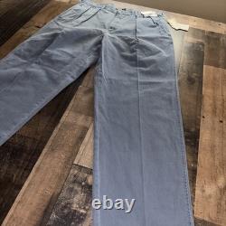 Vtg POLO RALPH LAUREN Pants Mens 34x32 Blue Chino Pleated Made in USA Deadstock