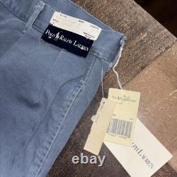 Vtg POLO RALPH LAUREN Pants Mens 34x32 Blue Chino Pleated Made in USA Deadstock