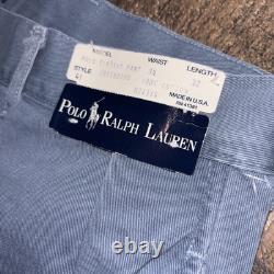 Vtg POLO RALPH LAUREN Pants Mens 34x32 Blue Chino Pleated Made in USA Deadstock