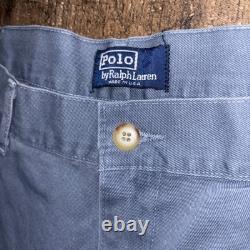 Vtg POLO RALPH LAUREN Pants Mens 34x32 Blue Chino Pleated Made in USA Deadstock