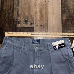 Vtg POLO RALPH LAUREN Pants Mens 34x32 Blue Chino Pleated Made in USA Deadstock