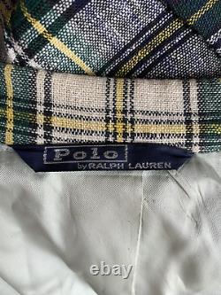Vtg POLO Ralph Lauren Men Jacket Blazer 40R Sport Coat Plaid 70s Linen Rare