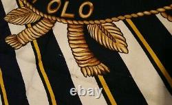 Vtg Polo Ralph Lauren 100% silk scarf made in Japan large crest medallion navy