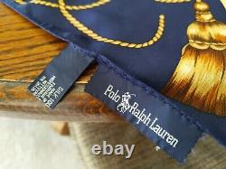 Vtg Polo Ralph Lauren 100% silk scarf made in Japan large crest medallion navy