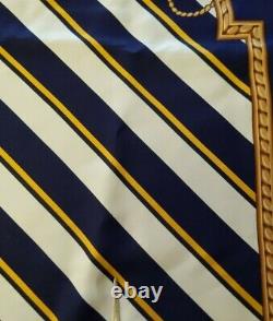 Vtg Polo Ralph Lauren 100% silk scarf made in Japan large crest medallion navy
