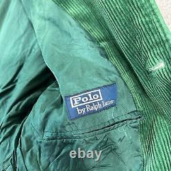 Vtg Polo Ralph Lauren Corduroy Sport Button Up Jacket Mens Green Rare 21x30 L/XL