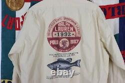 Vtg Polo Ralph Lauren Fish Fishing License L/S Button-Down Shirt Yellow L 92 93