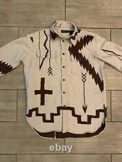 Vtg Polo Ralph Lauren Flannel Shirt Aztec Native Navajo Indian Southwest Medium