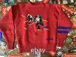 Vtg Polo Ralph Lauren Hand Knit Sweater Wool Hockey Player Size 20 MEDIUM