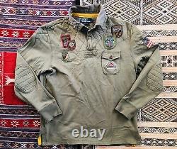 Vtg Polo Ralph Lauren Large Custom Fit Nepal Himalayas Expedition Rugby patches