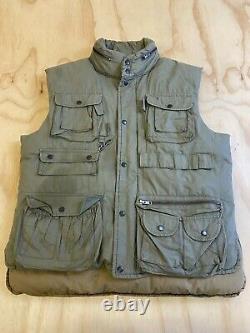 Vtg Polo Ralph Lauren Men Large Distressed Beige Fishing Outdoorsman Down Vest