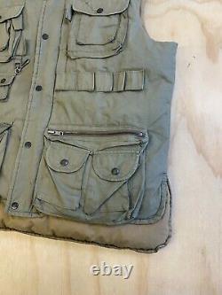 Vtg Polo Ralph Lauren Men Large Distressed Beige Fishing Outdoorsman Down Vest