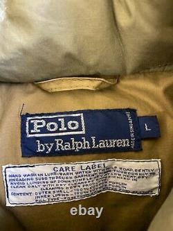 Vtg Polo Ralph Lauren Men Large Distressed Beige Fishing Outdoorsman Down Vest