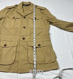 Vtg Polo Ralph Lauren Mens Military Hunting Cost Jacket Sz Medium Brown 90s