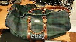 Vtg Polo Ralph Lauren Plaid Pvc Leather Duffle Bag