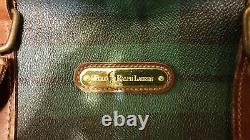 Vtg Polo Ralph Lauren Plaid Pvc Leather Duffle Bag