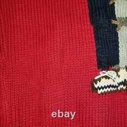 Vtg Polo Ralph Lauren Polo Bear USA Grandpa Rl67 Hand Knit Sweater Sz M 92 Rare