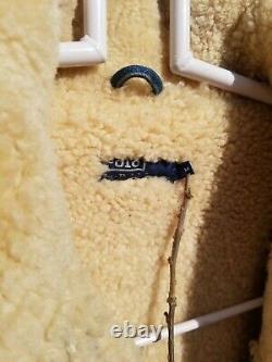 Vtg Polo Ralph Lauren RARE Hybrid Shearling Moto denim jacket coat Med Vintage